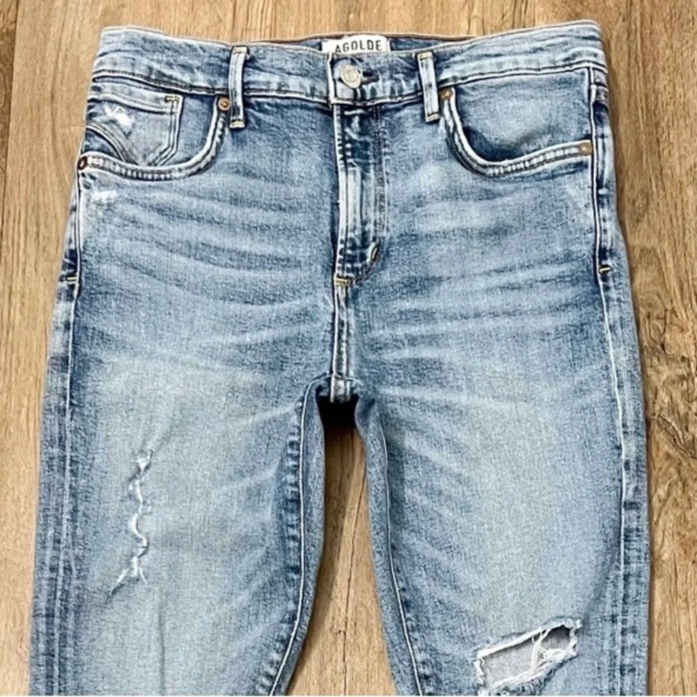 Agolde Sophie Distressed High Waist Skinny Jean High Rise Medium Blue Wash‎